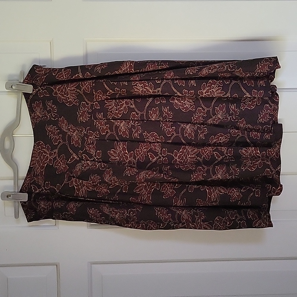 Peruvian Connection Haiku women's brown and black pleated skirt sz 16